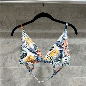 Roxy White and Orange Bikini Top with Adjustable Straps